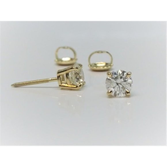 .60 ctw Diamond Studs in 14k Yellow Gold Screw Bac - Picture 4 of 7